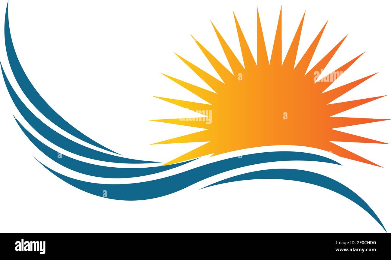 sea Water wave and sun icon vector illustration design logo - Vector ...