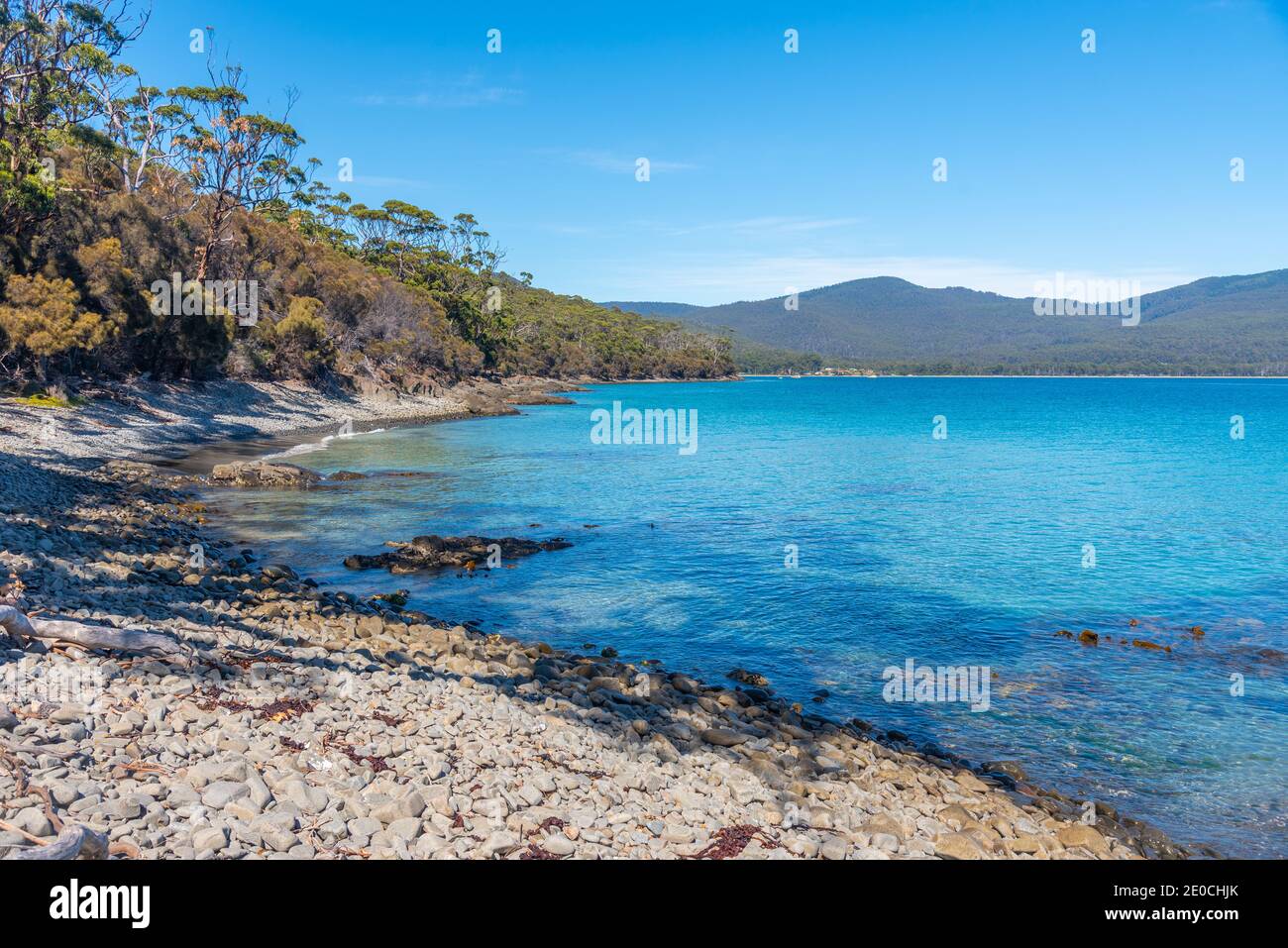 Rocky beach at adventure bay at Bruny island in Tasmania, Australia ...