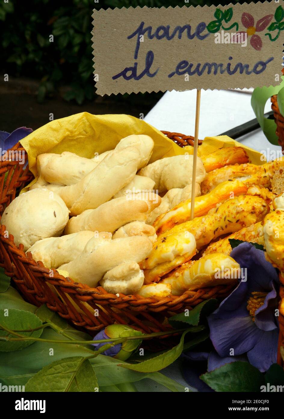 Italy Emilia Romagna Casole Valsenio - exhibition ' Erbe in Fiore' ( herbs in flower ) - cumin bread Stock Photo