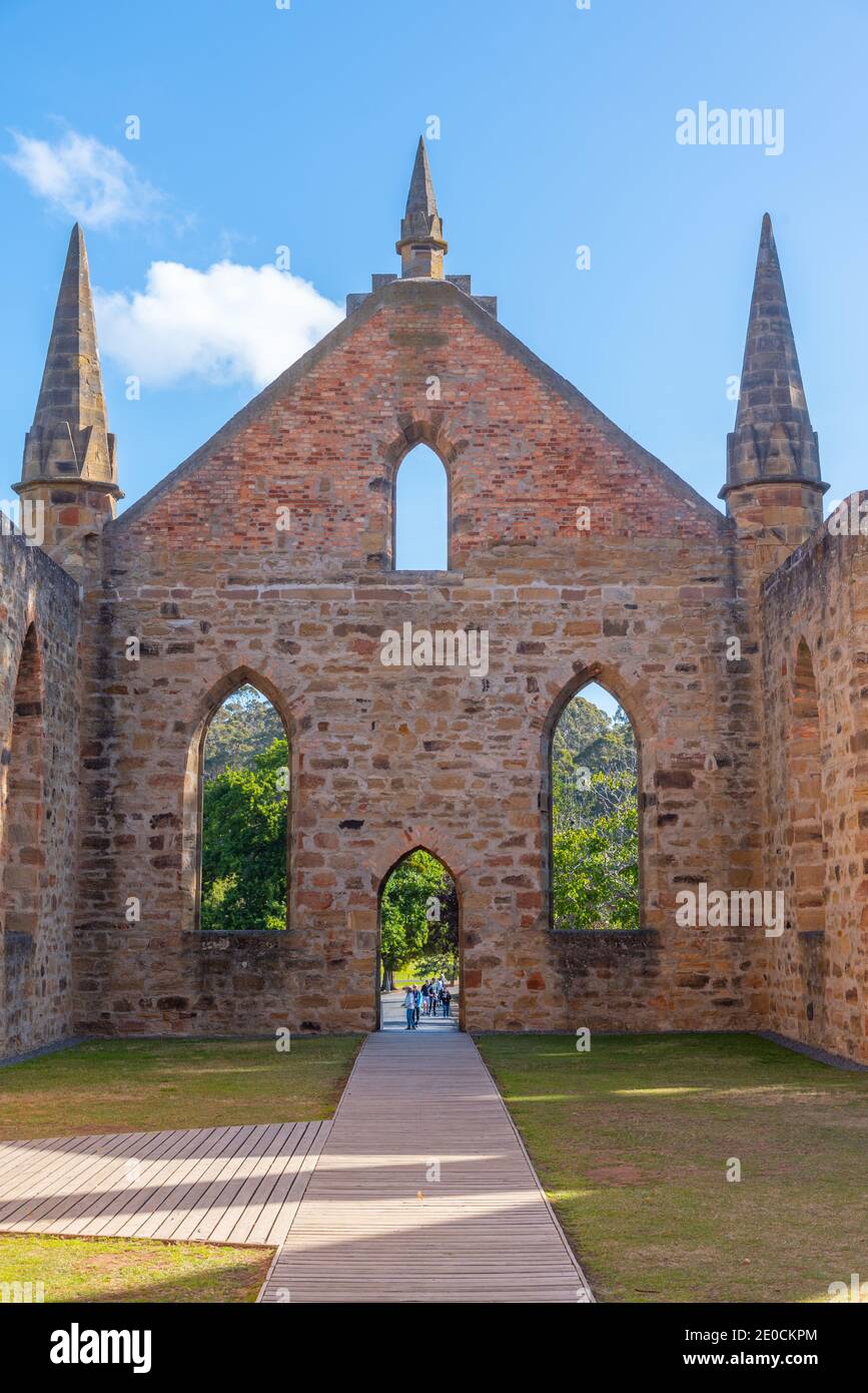 Church at Port Arthur Historic site in Tasmania, Australia Stock Photo