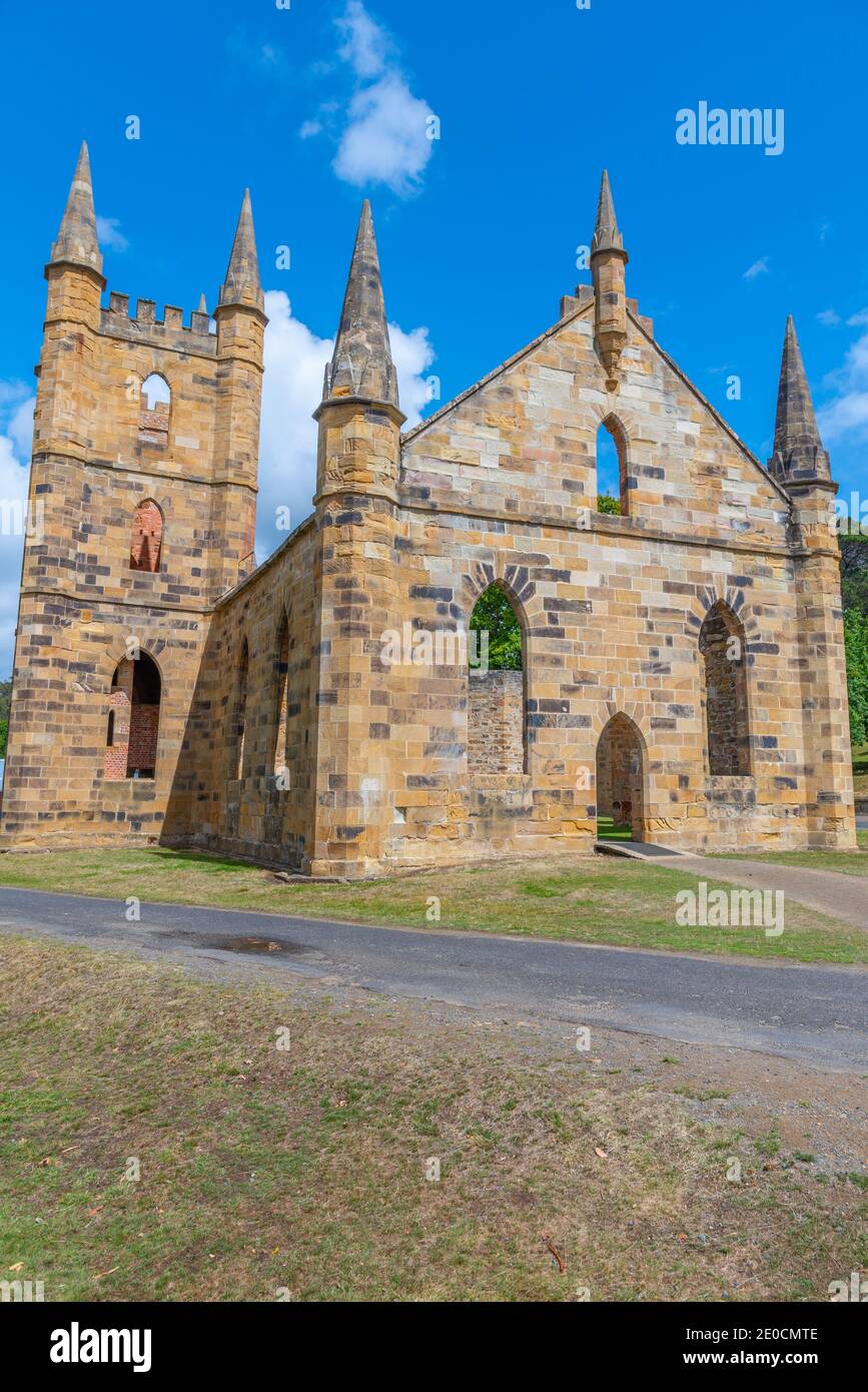 Church at Port Arthur Historic site in Tasmania, Australia Stock Photo