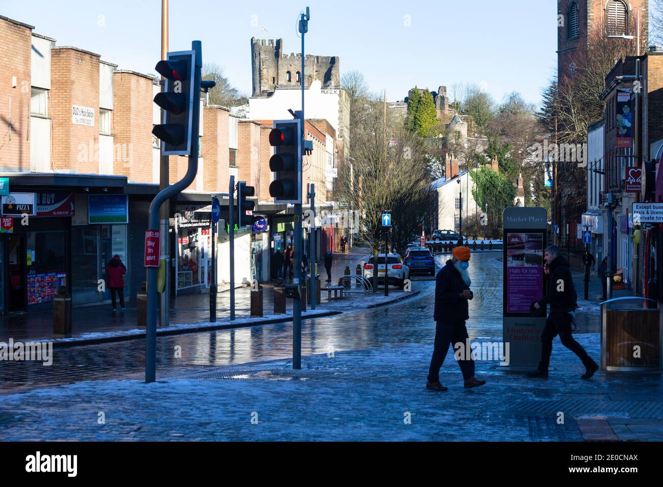 Dudley, West Midlands, UK. 31st Dec, 2020. Dudley town centre on New Year's Eve as the town entered Covid Tier 4 restrictions today. Dudley, in the West Midlands, has been hit hard economically over the past 15 years and its High Street has declined like many other towns. Dudley's overall infection rate in the week up to December 23 was 306.6 cases per 100,000 people - with 986 cases recorded in the seven days - up 37.1 per cent. Credit: Peter Lopeman/Alamy Live News Stock Photo