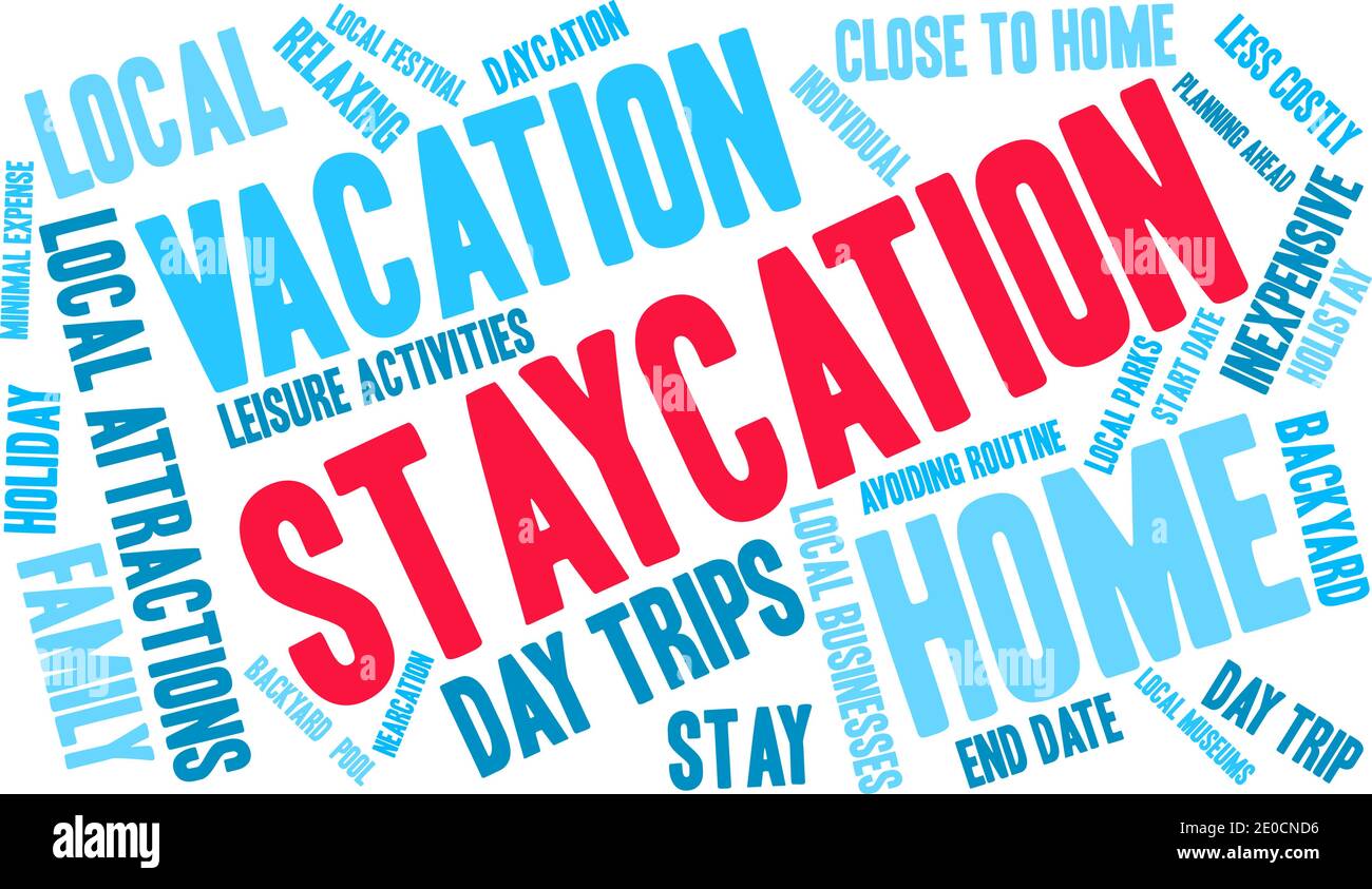Staycation word cloud on a white background Stock Vector Image & Art