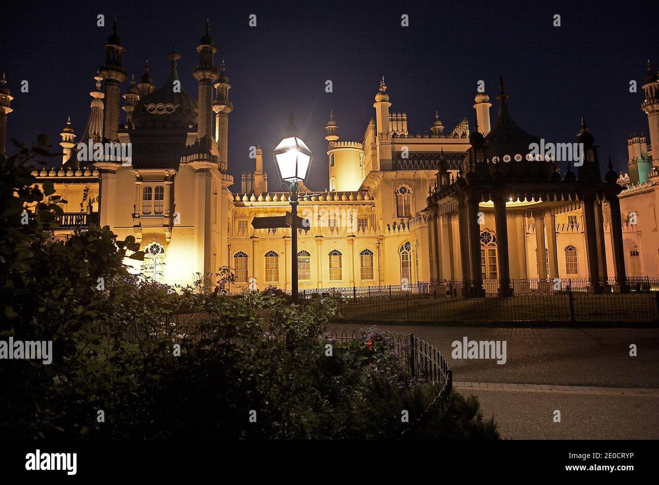Royal pavilion in brighton. The palace of George IV Prince of Wales born in 1762, and the oldest son of George III. The palace photographed at night Stock Photo