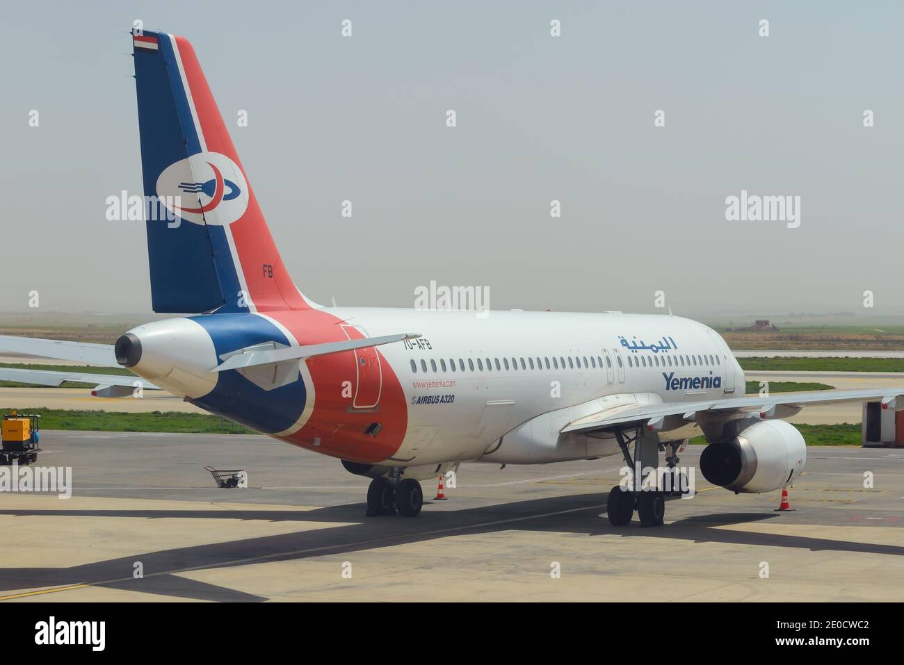 Yemenia Airlines Airbus A320. Yemen Airways airline, based in Sana'a and Aden Airport. Airline with a tumultuous recent history due to conflicts. Stock Photo