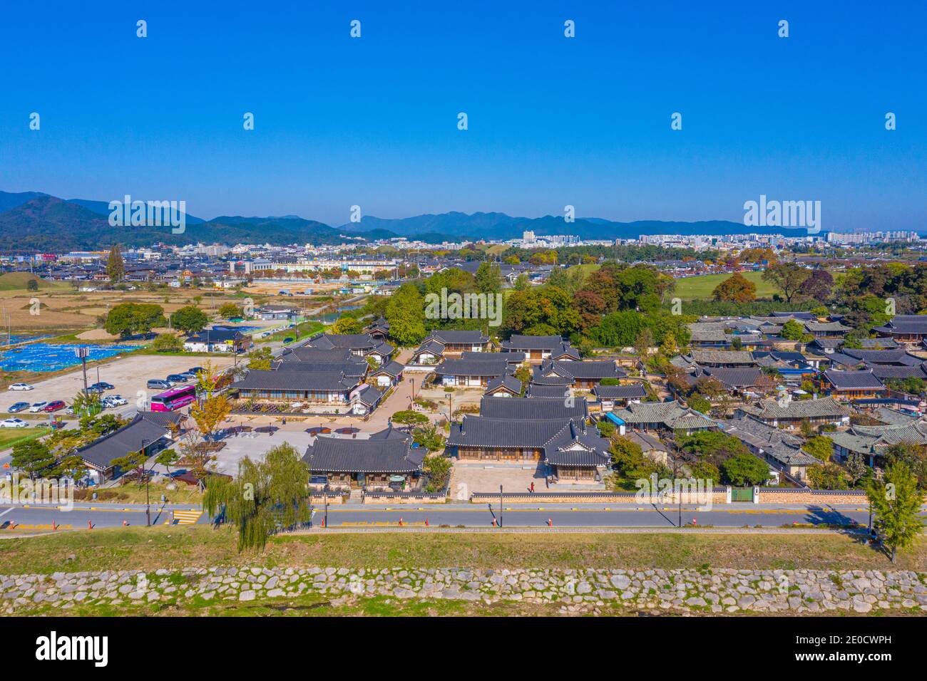 Aerial view of Gyeongju Gyochon Traditional Village at Gyeongju ...