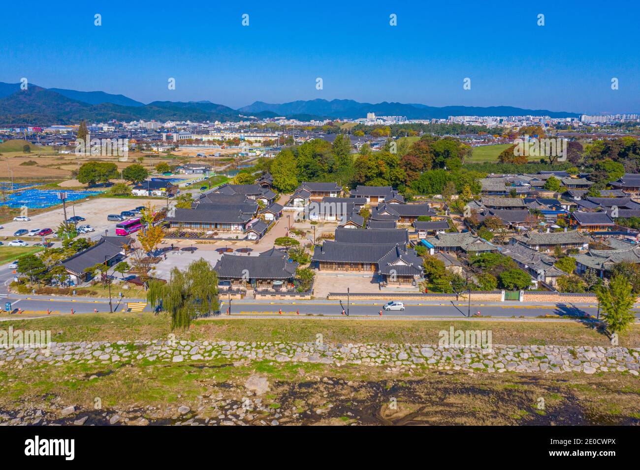 Aerial view of Gyeongju Gyochon Traditional Village at Gyeongju ...