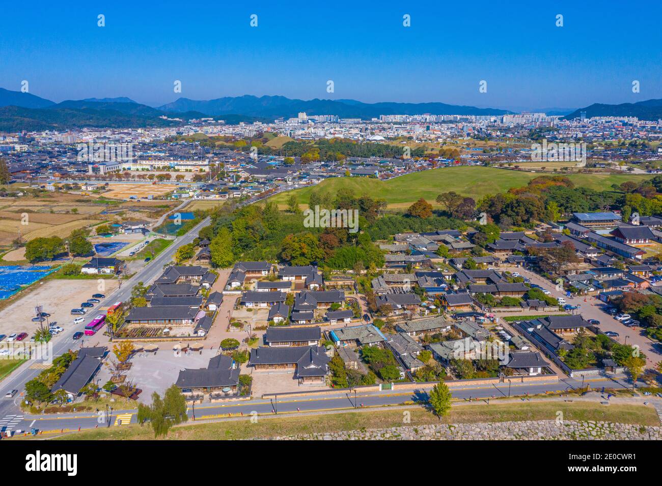 Aerial view of Gyeongju Gyochon Traditional Village at Gyeongju ...