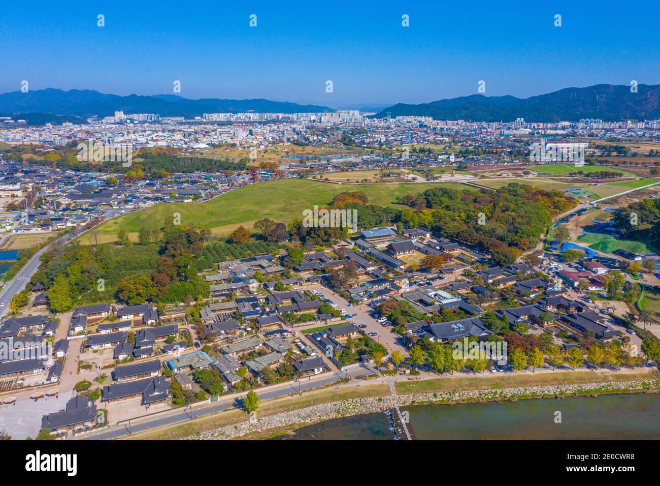 Aerial view of Gyeongju Gyochon Traditional Village at Gyeongju ...