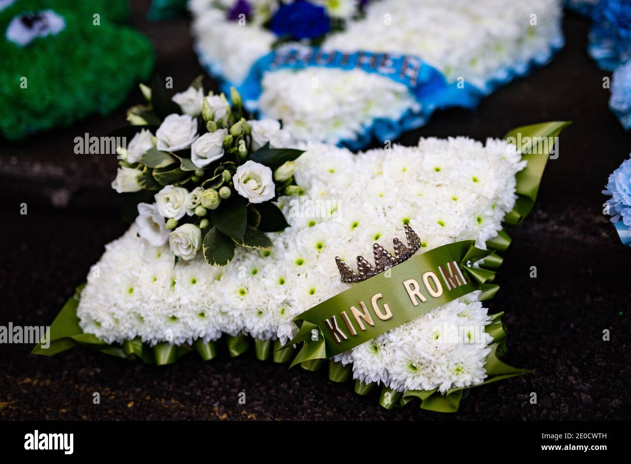 Collection of Funeral Flowers Stock Photo