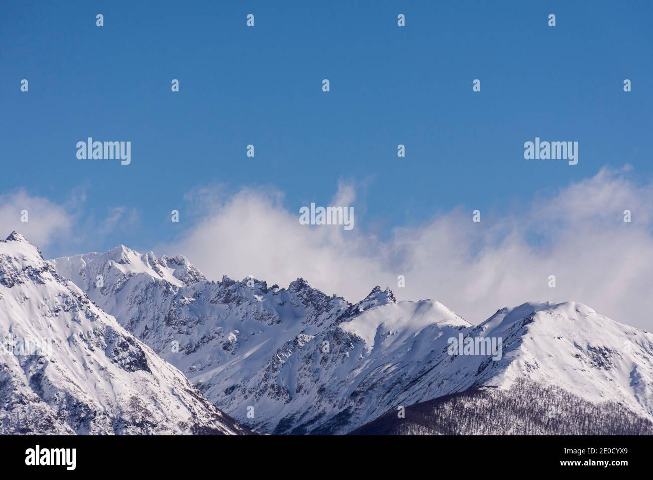 Snow covered Andes mountains during winter season in Patagonia ...