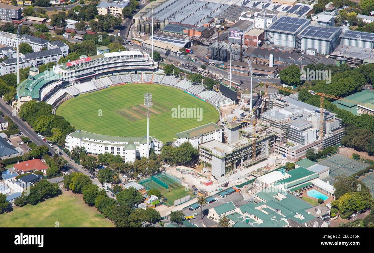 Cape Town, Western Cape, South Africa - 12.22.2020: Aerial photo of the Newlands Cricket Ground construction Stock Photo