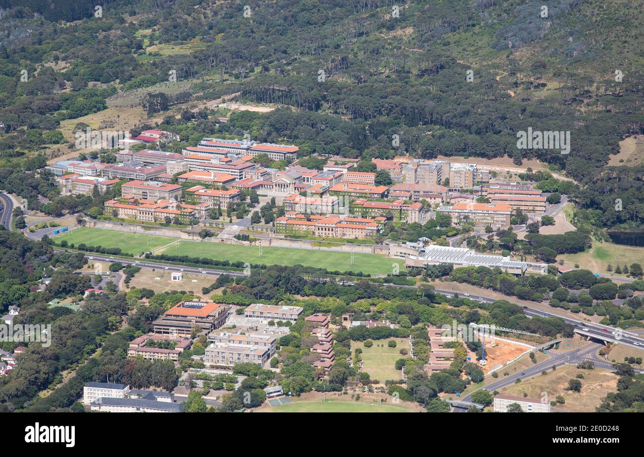 Cape Town, Western Cape, South Africa - 12.22.2020: Aerial photo of the University of Cape Town Stock Photo