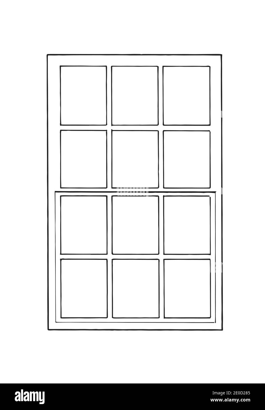 Drawing of classic window isolated - pen sketch Stock Vector