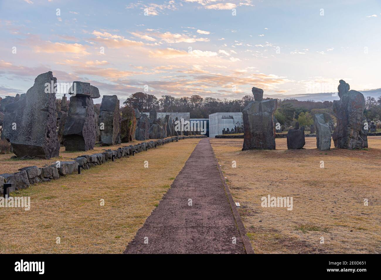 Dongjasok - stone guardians at Jeju stone park, republic of Korea Stock Photo