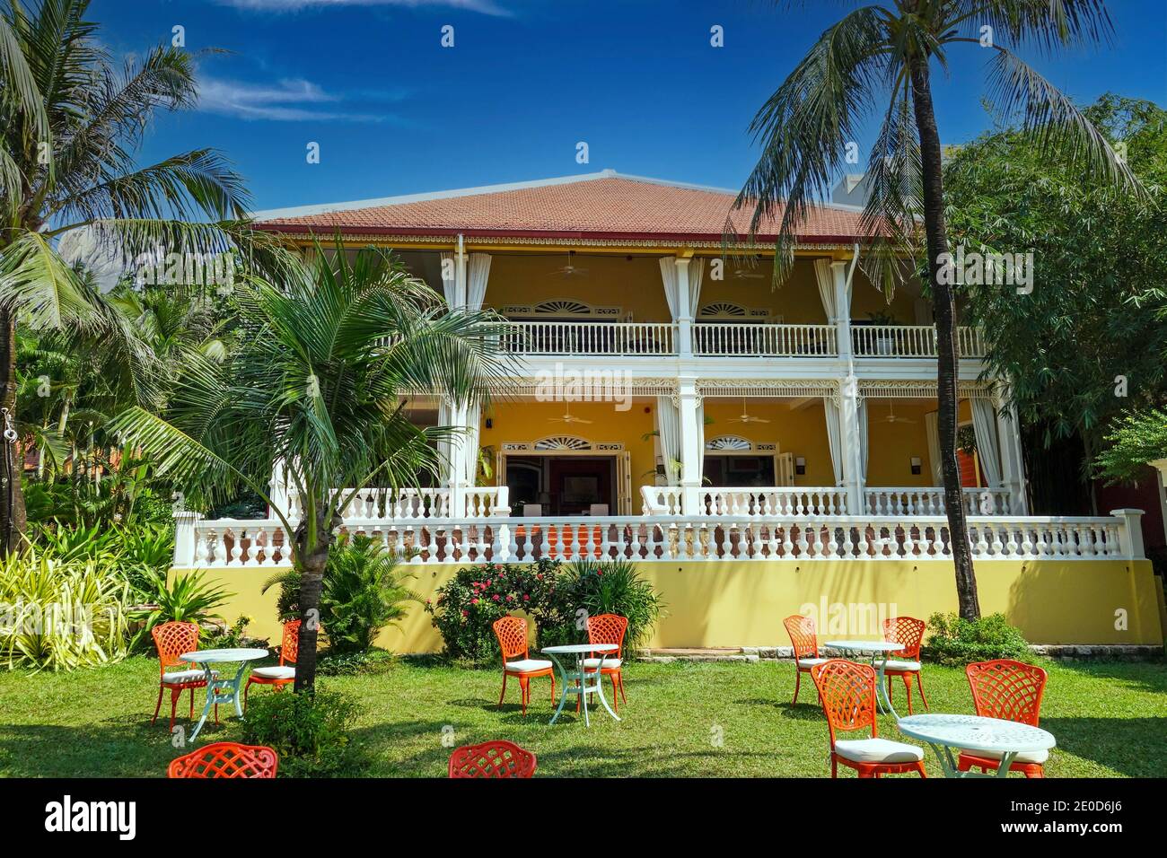 A view of the grounds at the luxury hotel La Veranda Resort, Phu Quoc, Vietnam, Asia Stock Photo