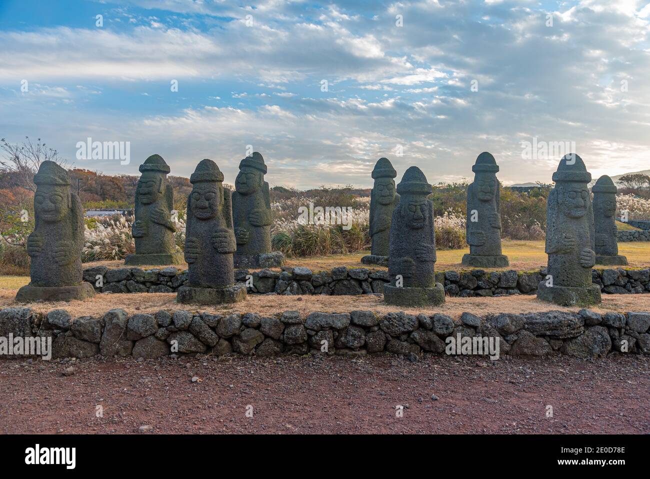 Dol hareubang statues at Jeju stone park, Republic of Korea Stock Photo