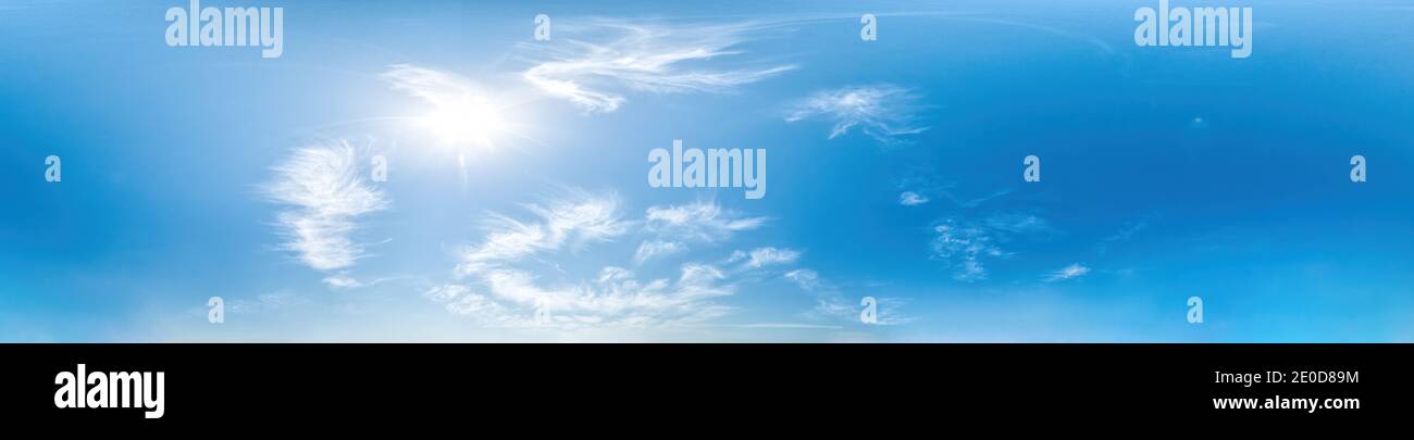 Blue sky with light clouds Seamless panorama in spherical ...