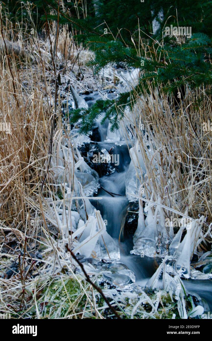 Stream ice formation Stock Photo - Alamy