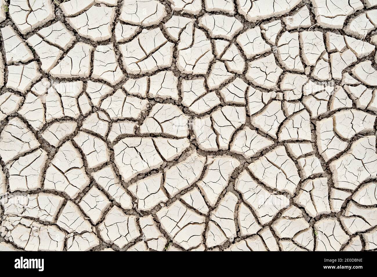 Top view closeup textured background of rough cracked barren waterless ...