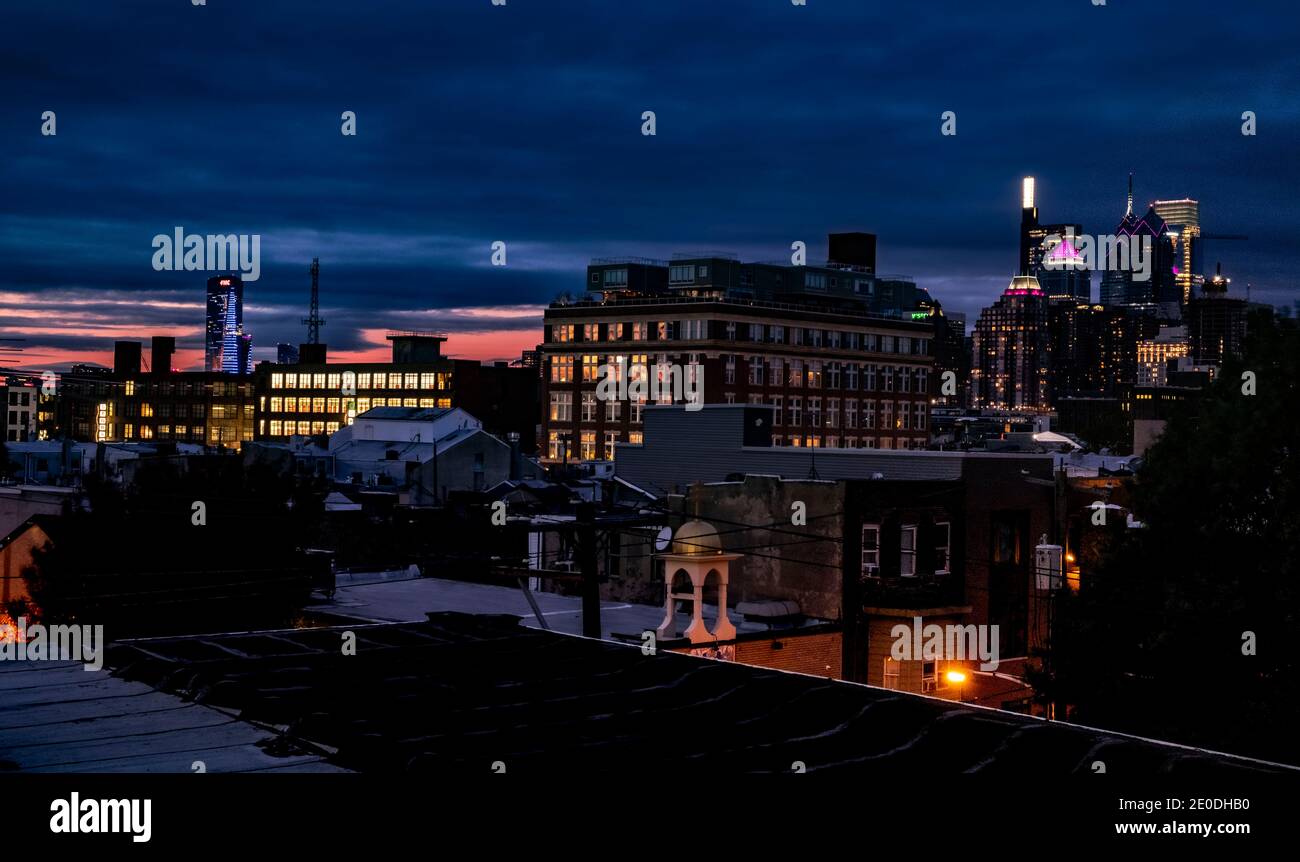 Views from a rooftop in 'Little Italy' Philadelphia Stock Photo