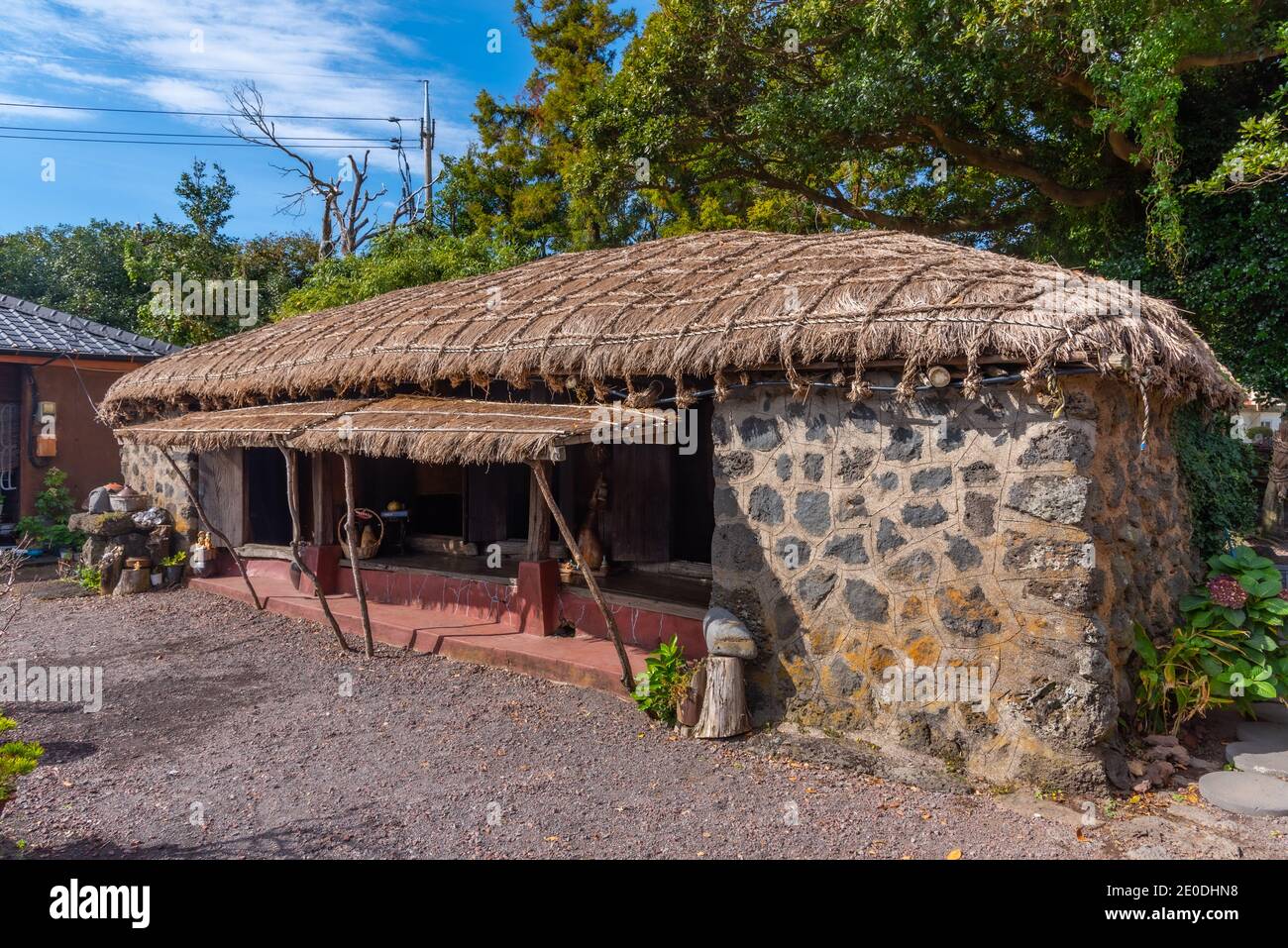 Traditional houses at Seongeup folk village at Jeju island, Republic of