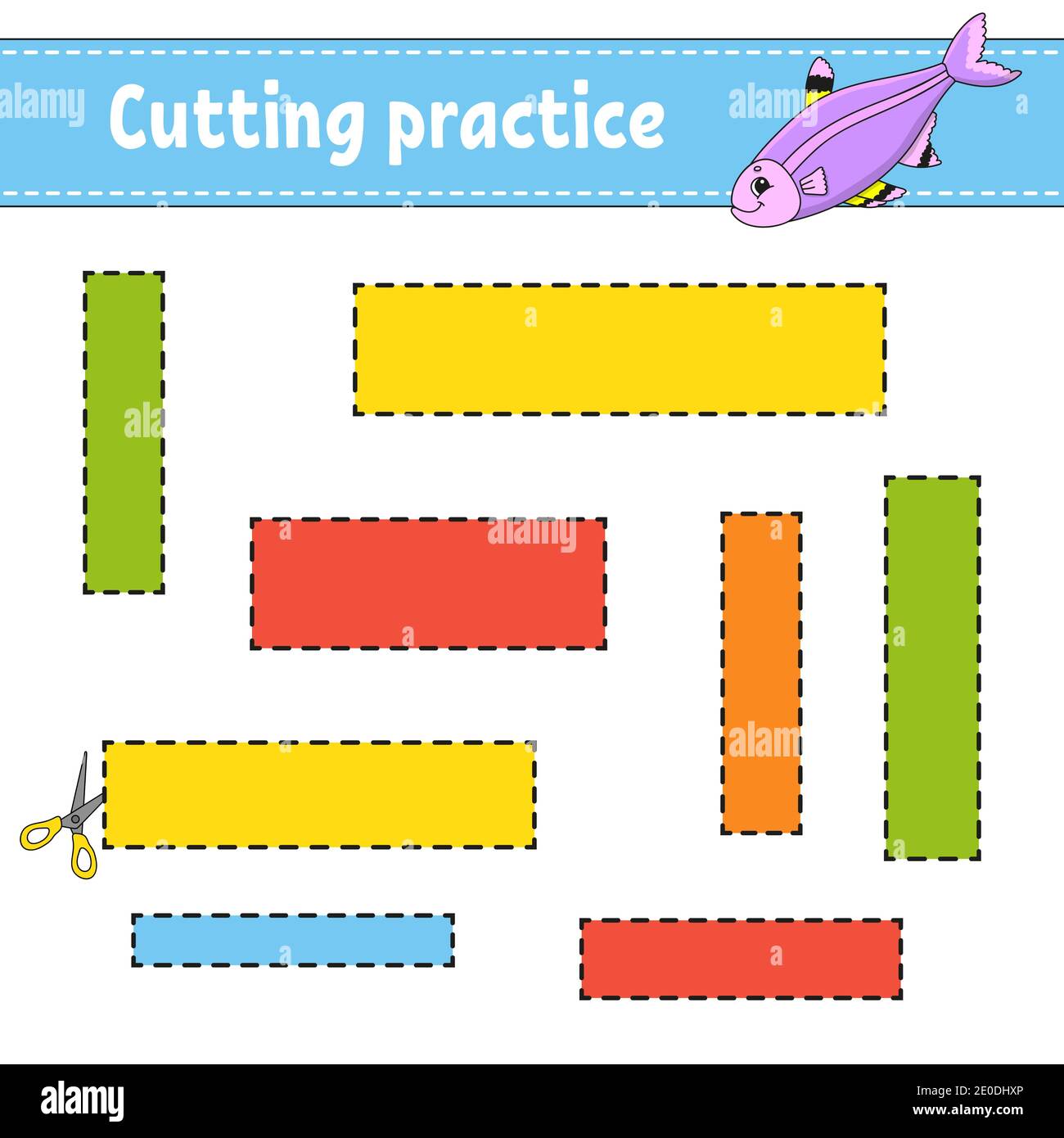 Cutting practice for kids. Education developing worksheet. Activity ...