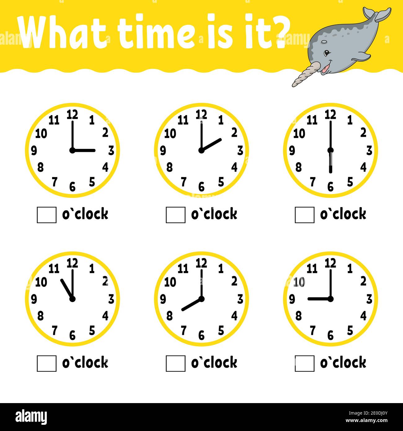 learning time on the clock educational activity worksheet for kids and toddlers game for children simple flat isolated vector illustration in cute stock vector image art alamy