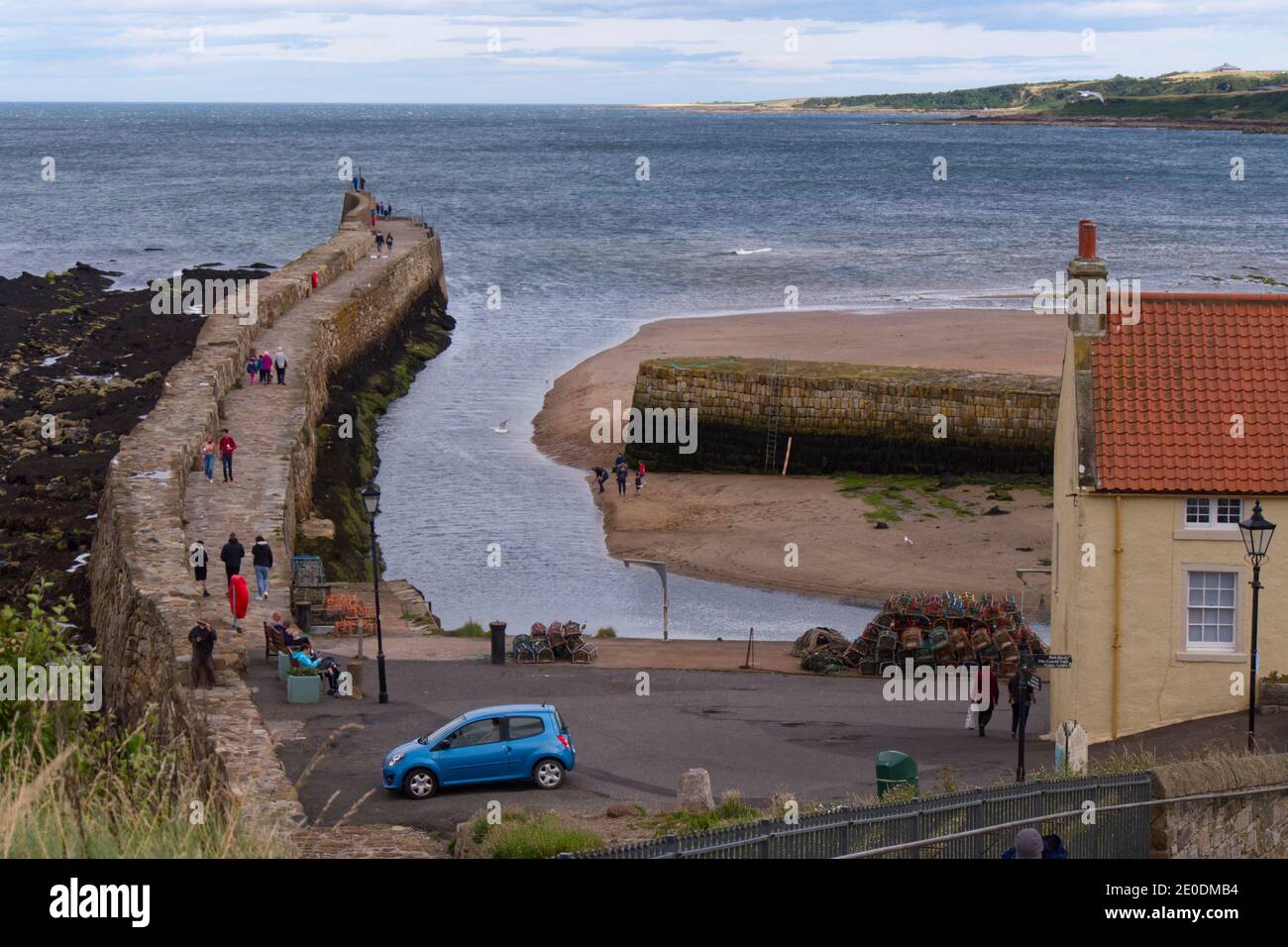 people enjoy a walk on St Andrews pier,Scotland,Fife, Stock Photo