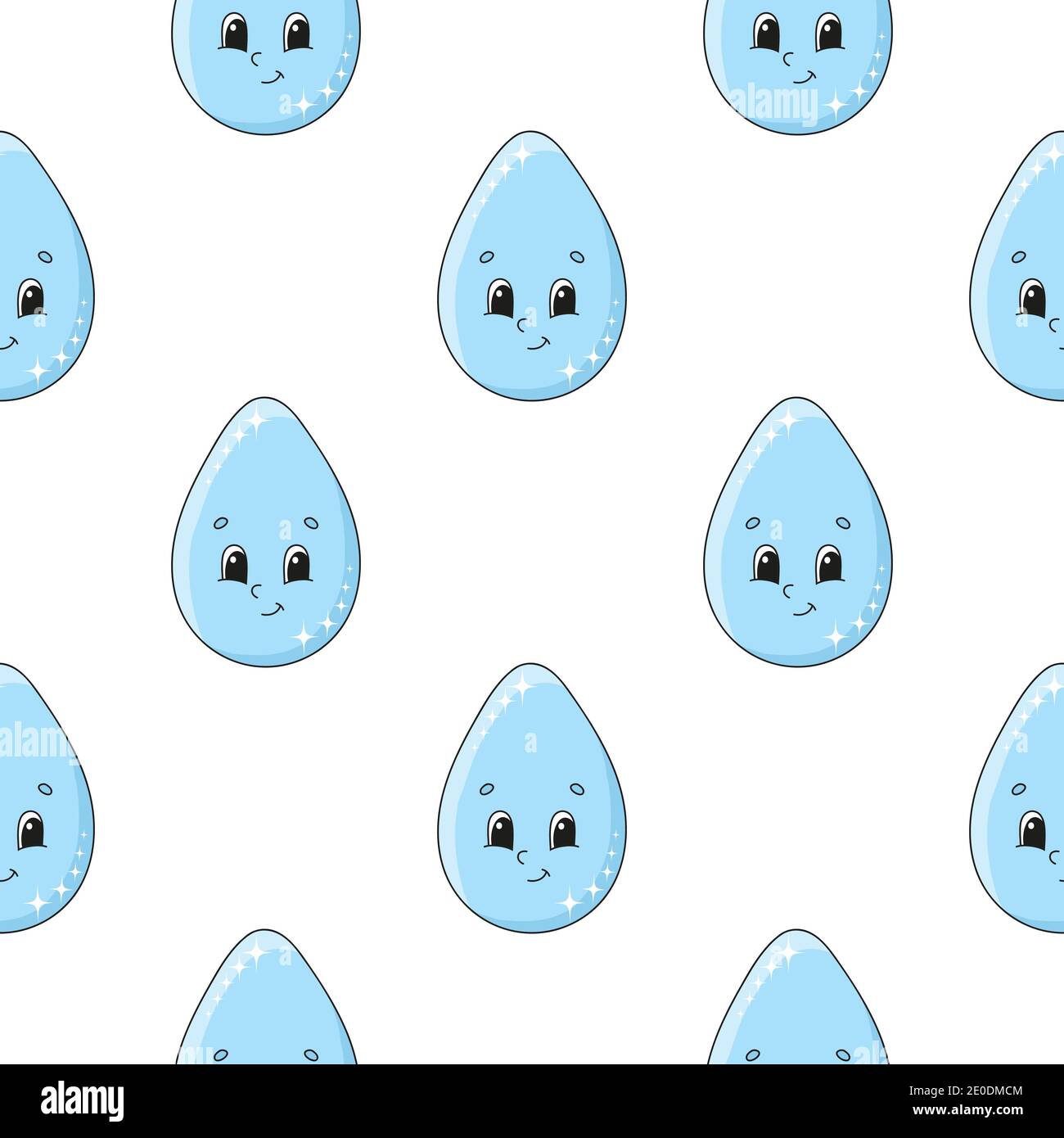 Colored seamless pattern with cute cartoon character. Simple flat ...