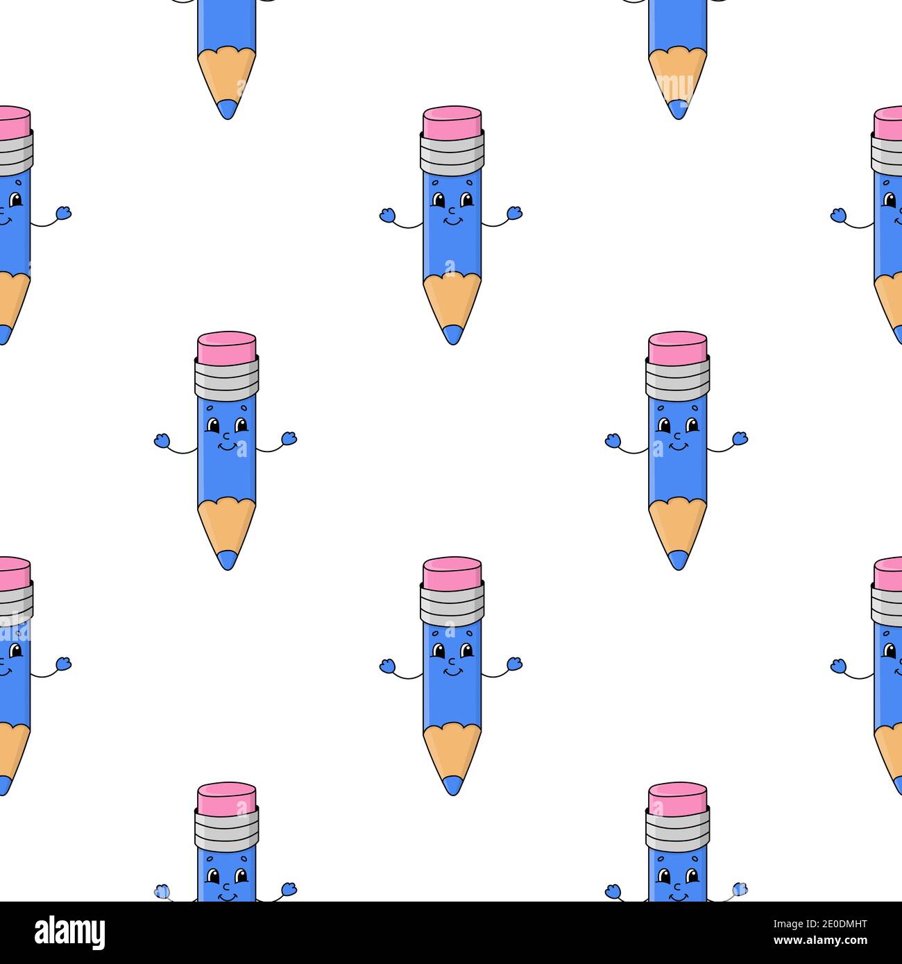 Colored seamless pattern with cute cartoon character. Simple flat ...
