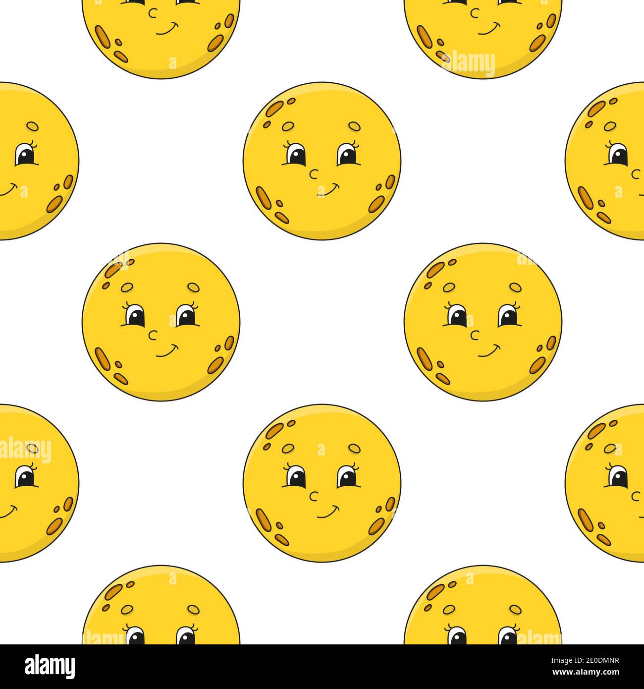Colored seamless pattern with cute cartoon character. Simple flat ...