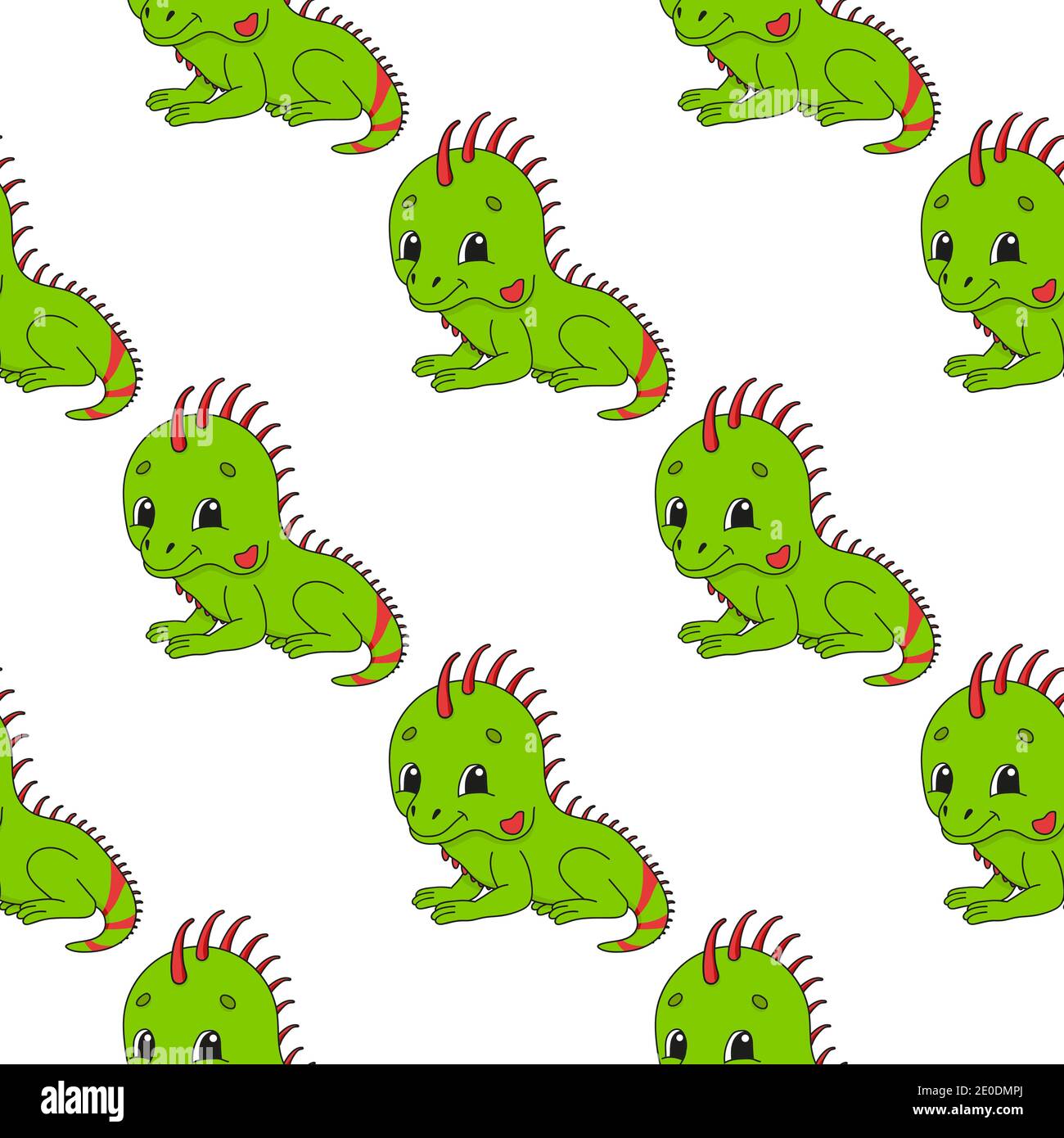 Colored seamless pattern with cute cartoon character. Simple flat ...