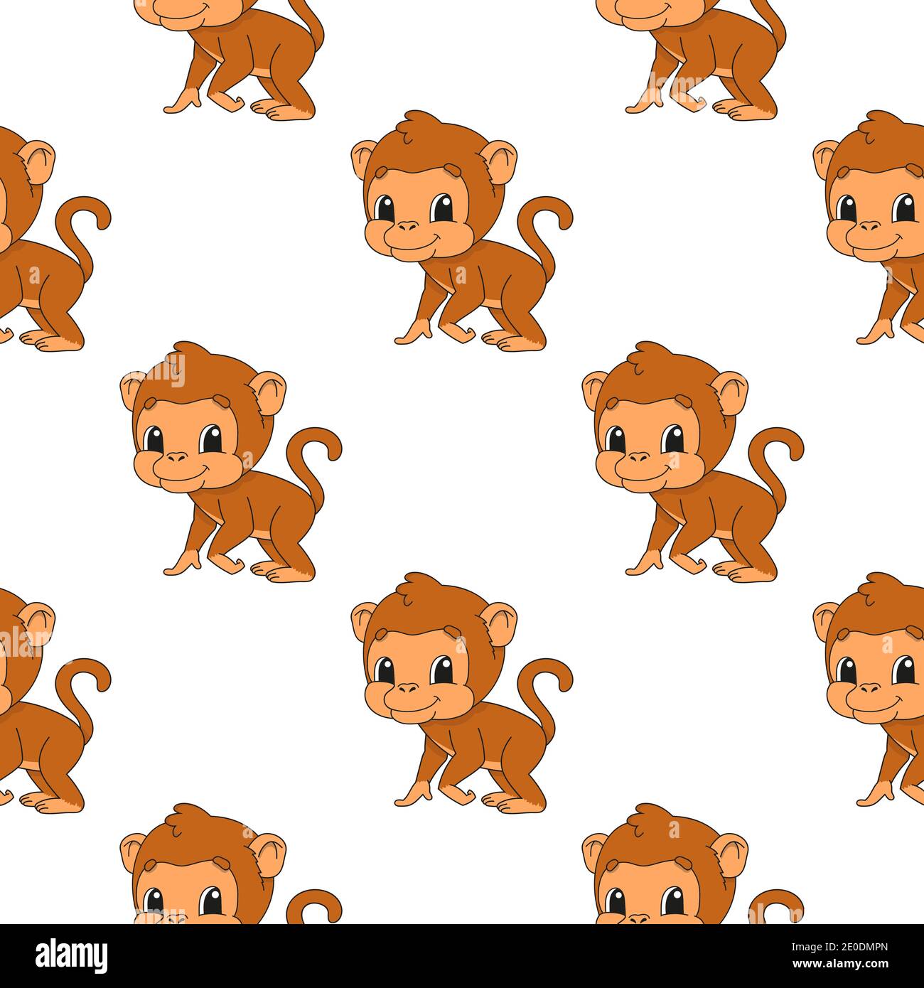 Colored seamless pattern with cute cartoon character. Simple flat ...