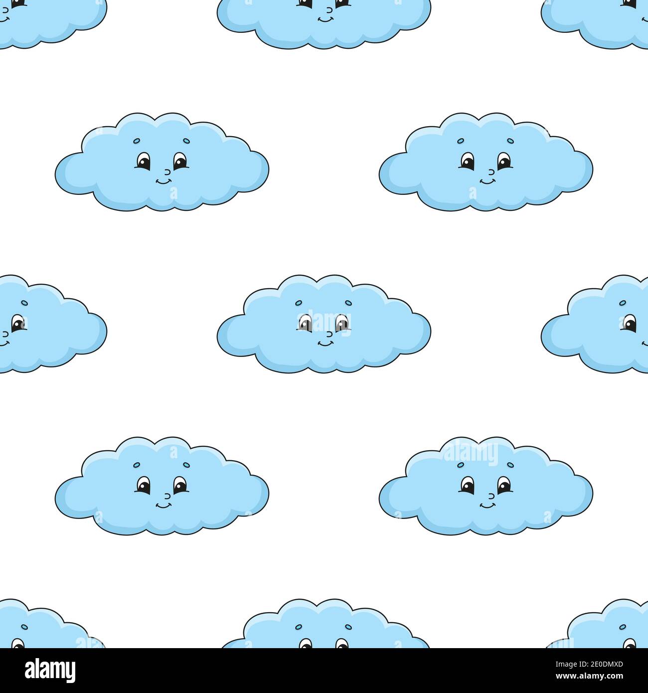 Colored seamless pattern with cute cartoon character. Simple flat ...