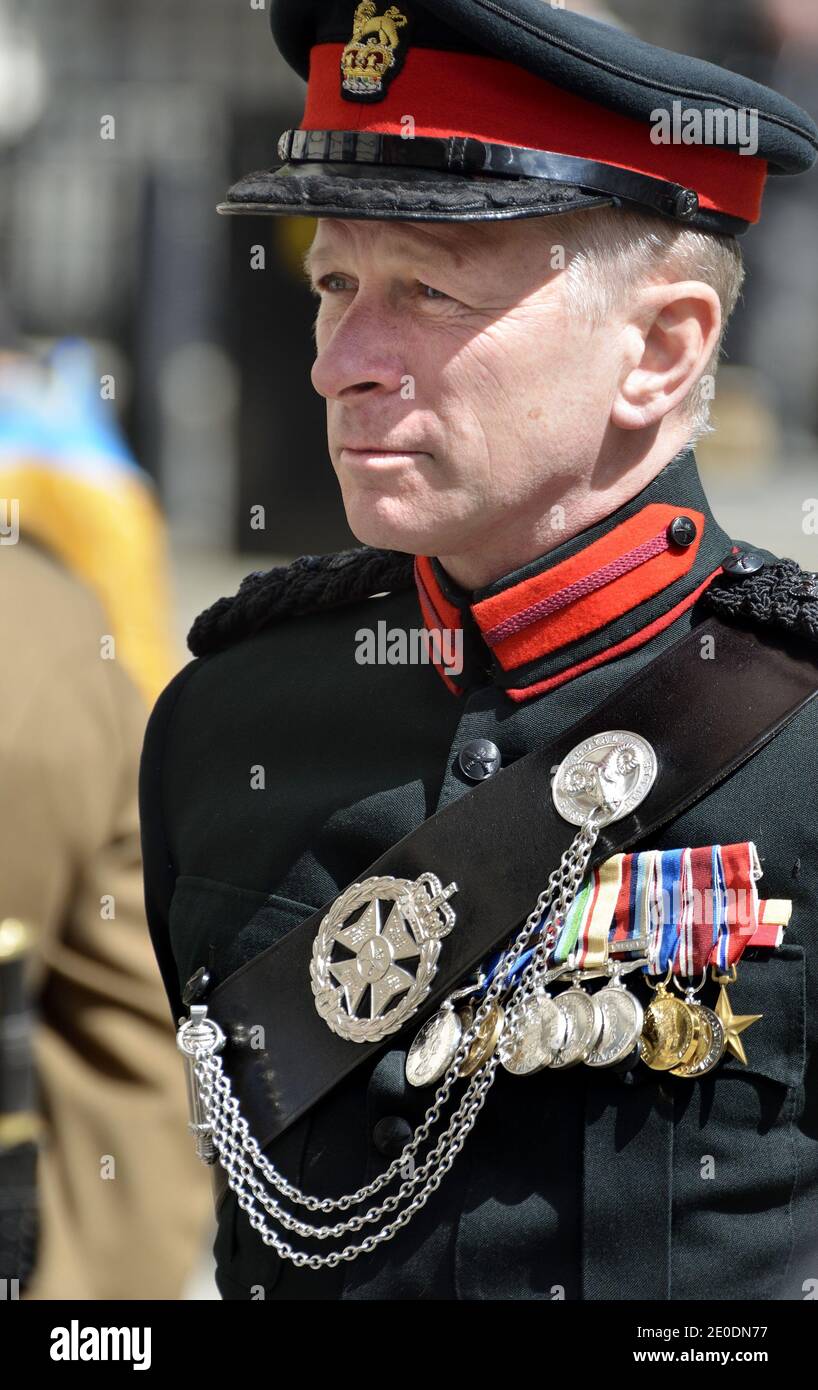 Colonel James Robinson CBE, Brigade of Gurkhas at the Gurkha Memorial in London to commemorate the soldiers killed in their regiments' 200 year histor Stock Photo