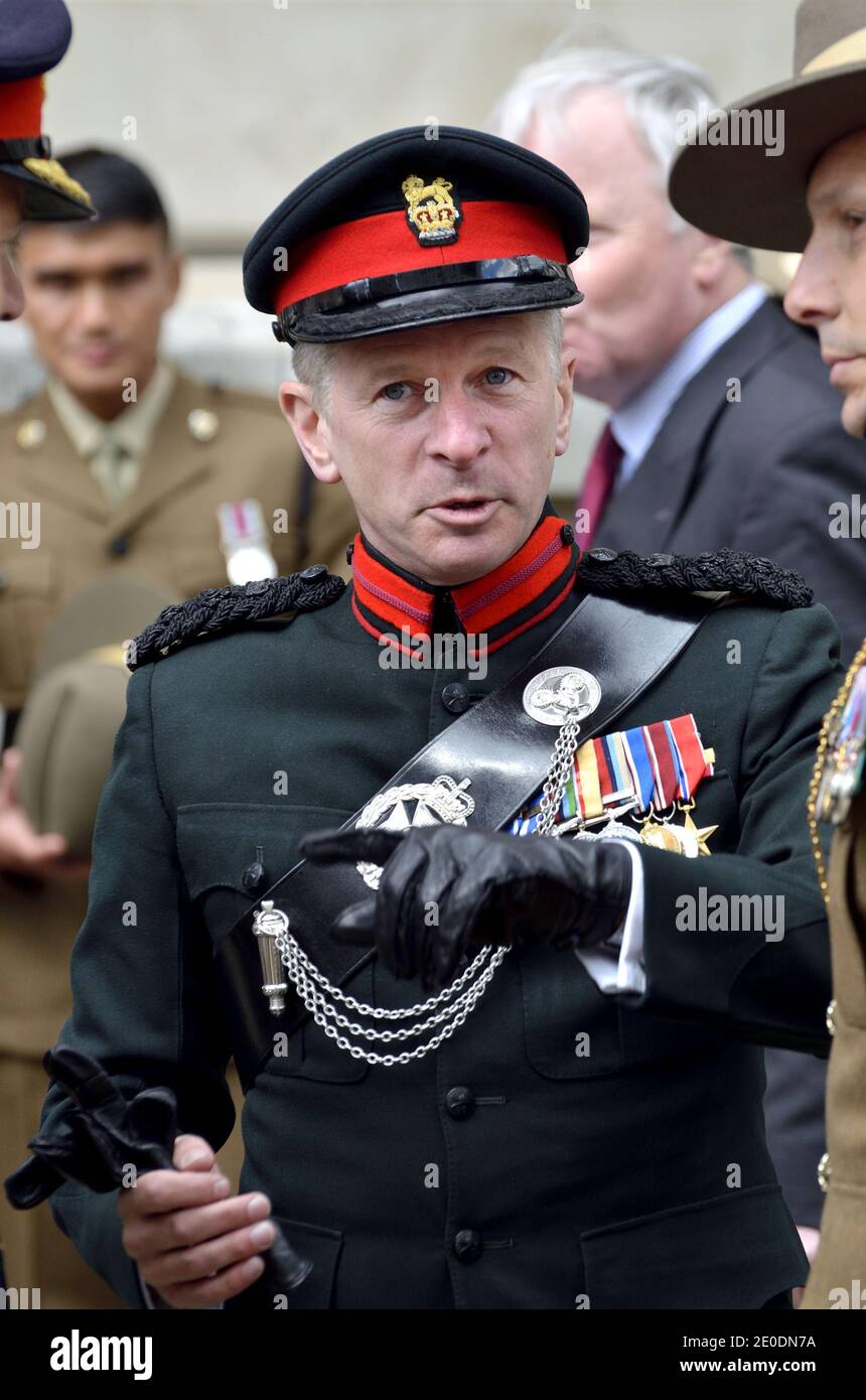 Colonel James Robinson CBE, Brigade of Gurkhas at the Gurkha Memorial in London to commemorate the soldiers killed in their regiments' 200 year histor Stock Photo