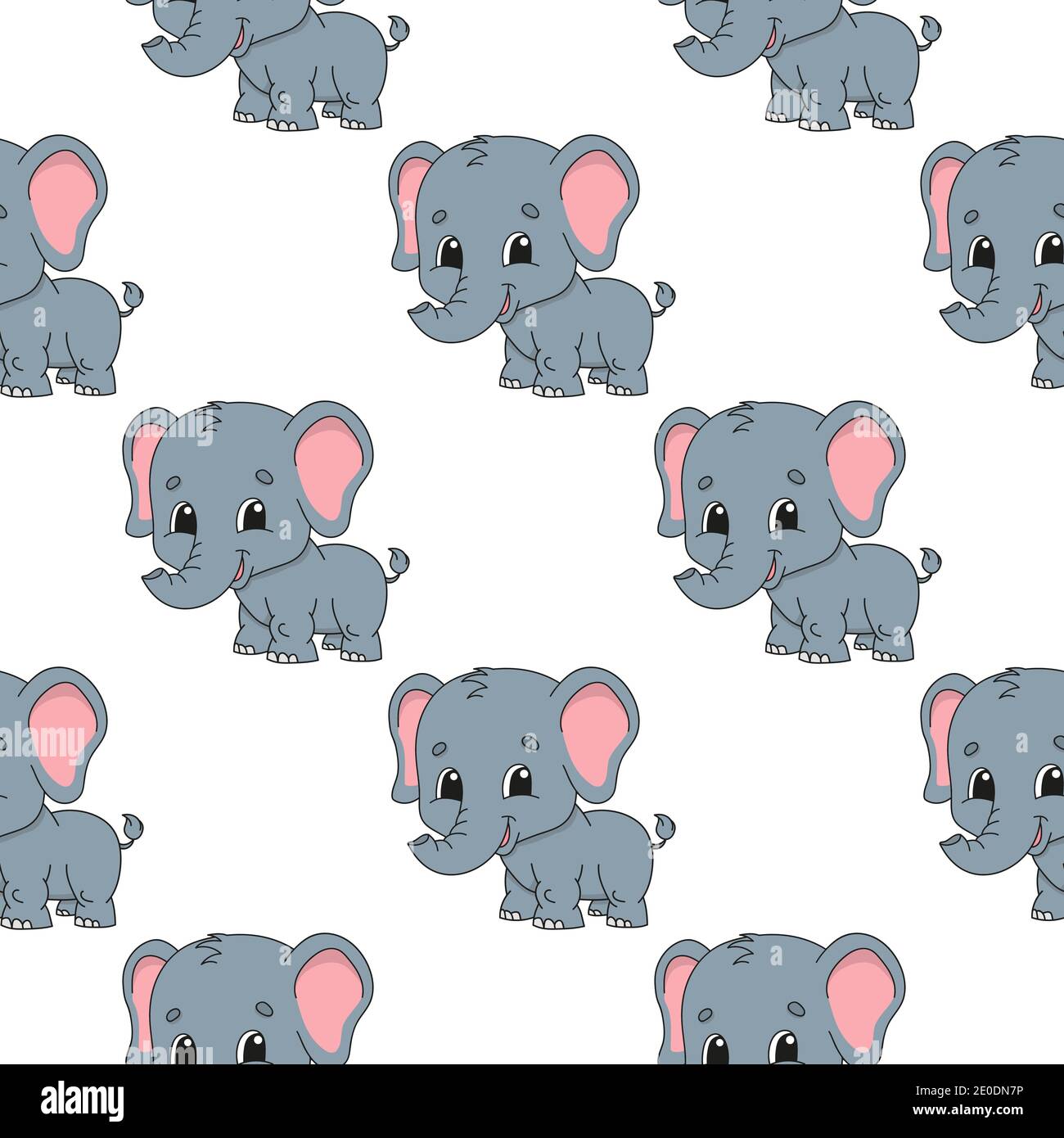 Colored seamless pattern with cute cartoon character. Simple flat ...