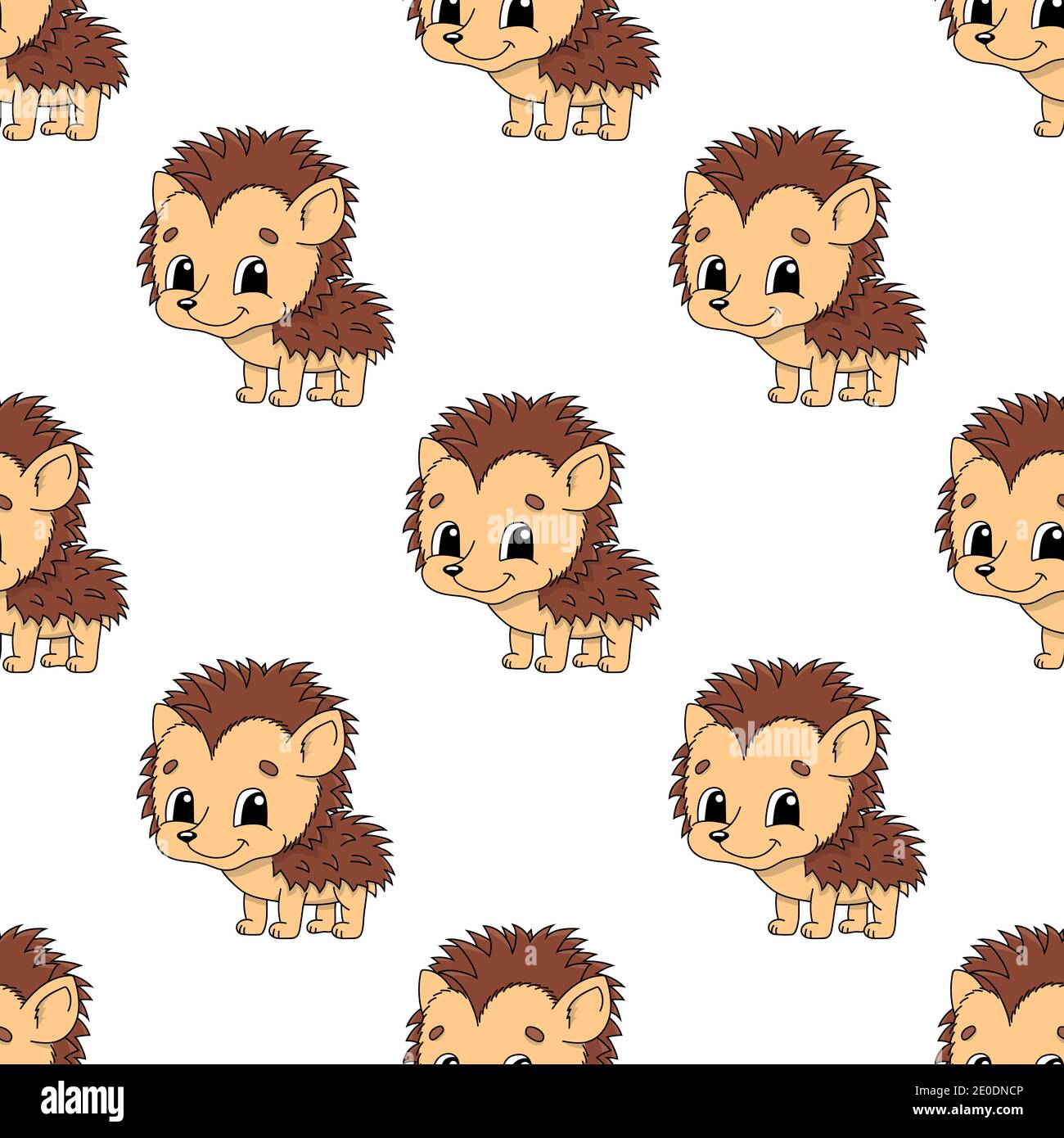 Colored seamless pattern with cute cartoon character. Simple flat ...