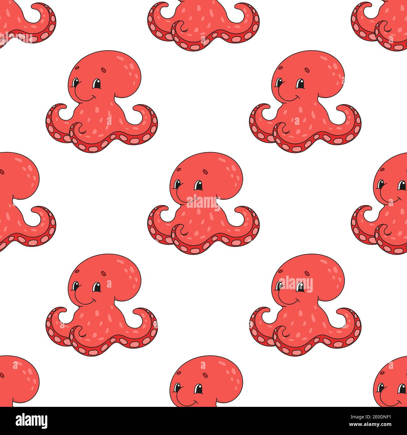 Colored seamless pattern with cute cartoon character. Simple flat ...