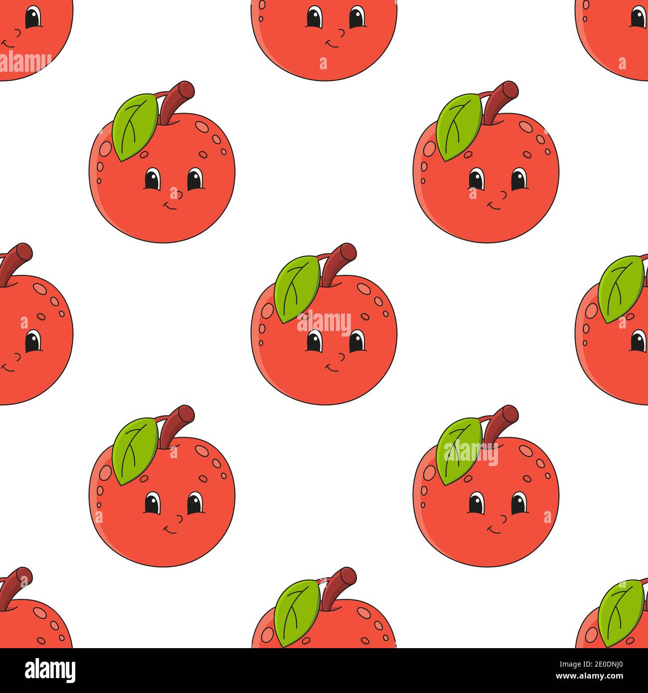 Colored seamless pattern with cute cartoon character. Simple flat ...