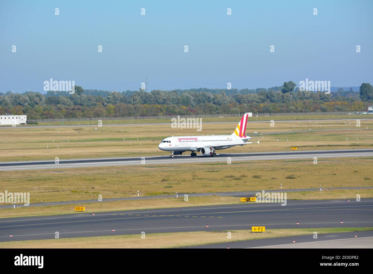 Germanwings Airbus (Plane / Flightplane) on Runway at DUS international Airport, Duesseldorf, Germany. Stock Photo