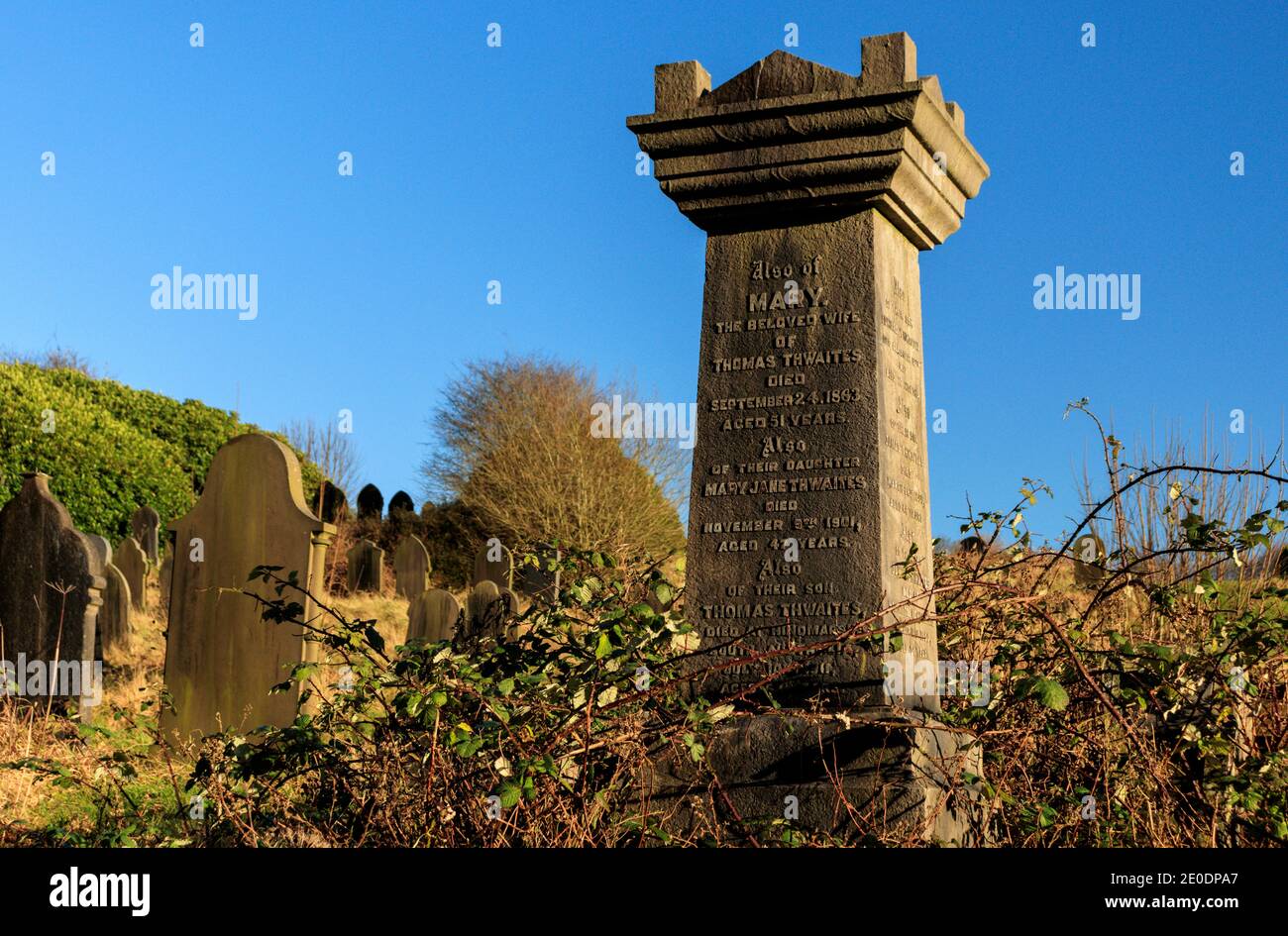 Victorian gravestone at Blackburn Cemetery. Stock Photo