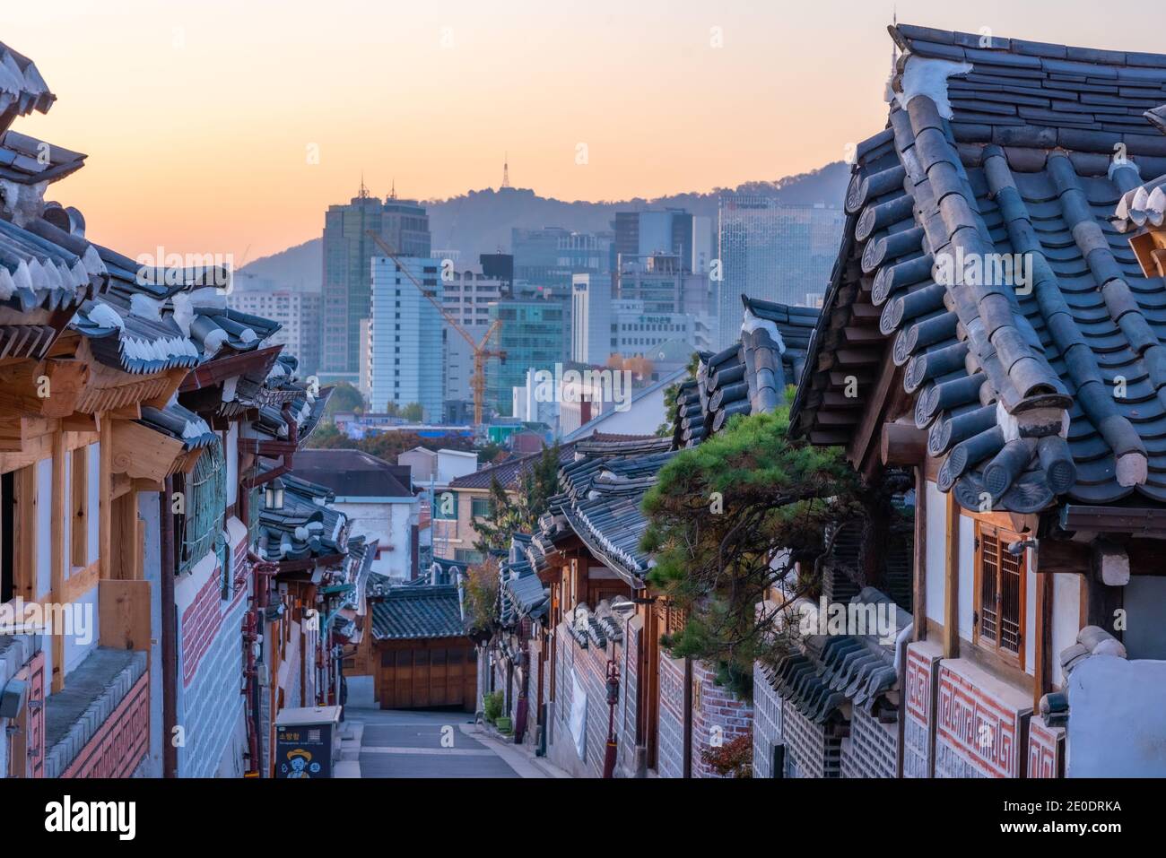 Street at Bukchon hanok village in Seoul, Republic of Korea Stock Photo ...