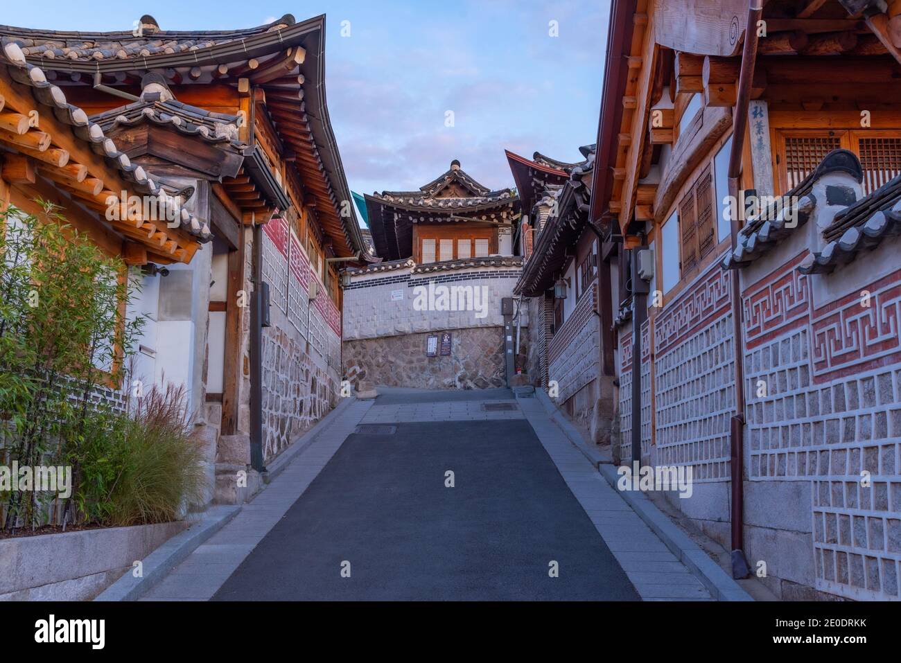 Street at Bukchon hanok village in Seoul, Republic of Korea Stock Photo ...