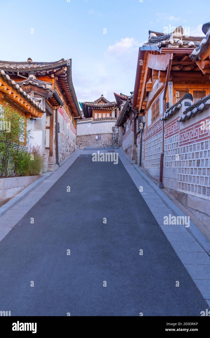Street at Bukchon hanok village in Seoul, Republic of Korea Stock Photo ...