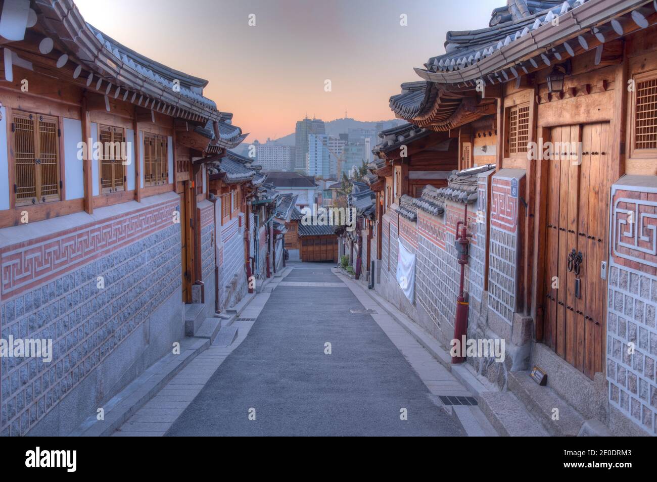 Street at Bukchon hanok village in Seoul, Republic of Korea Stock Photo ...
