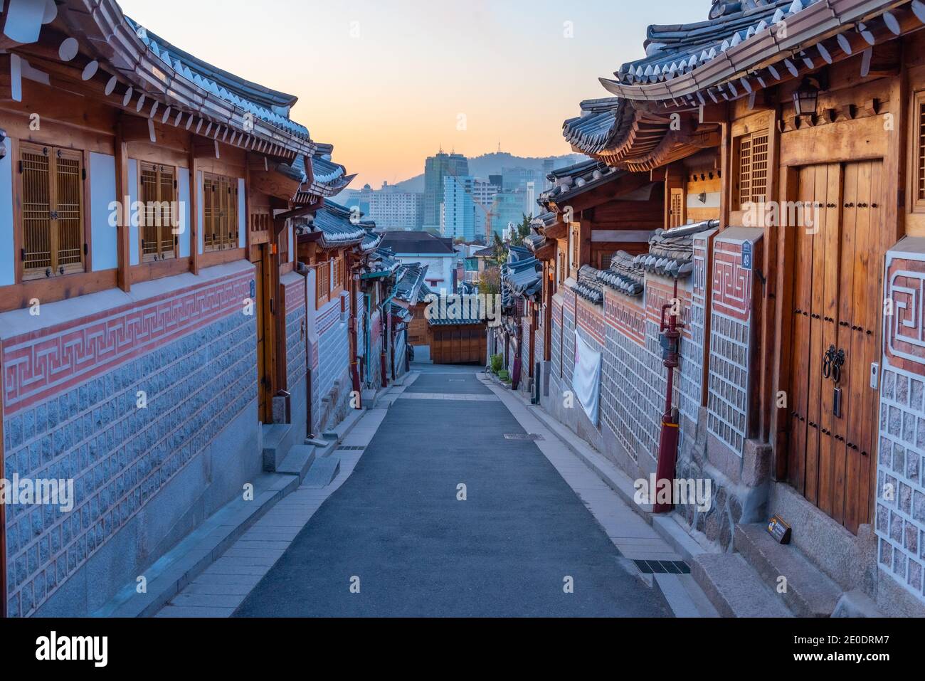 Street at Bukchon hanok village in Seoul, Republic of Korea Stock Photo ...