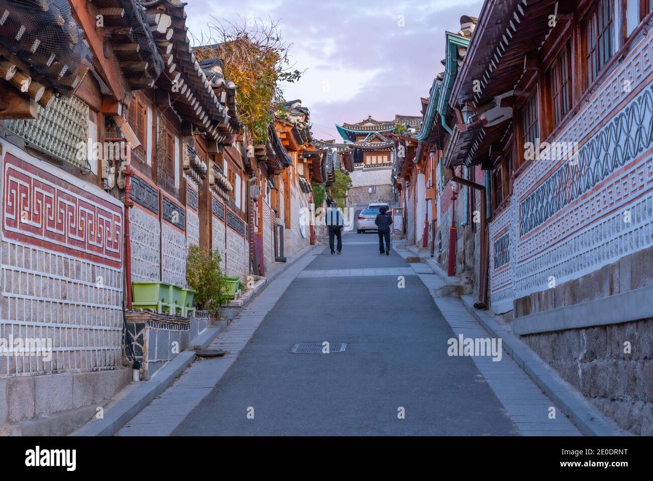 Street at Bukchon hanok village in Seoul, Republic of Korea Stock Photo ...