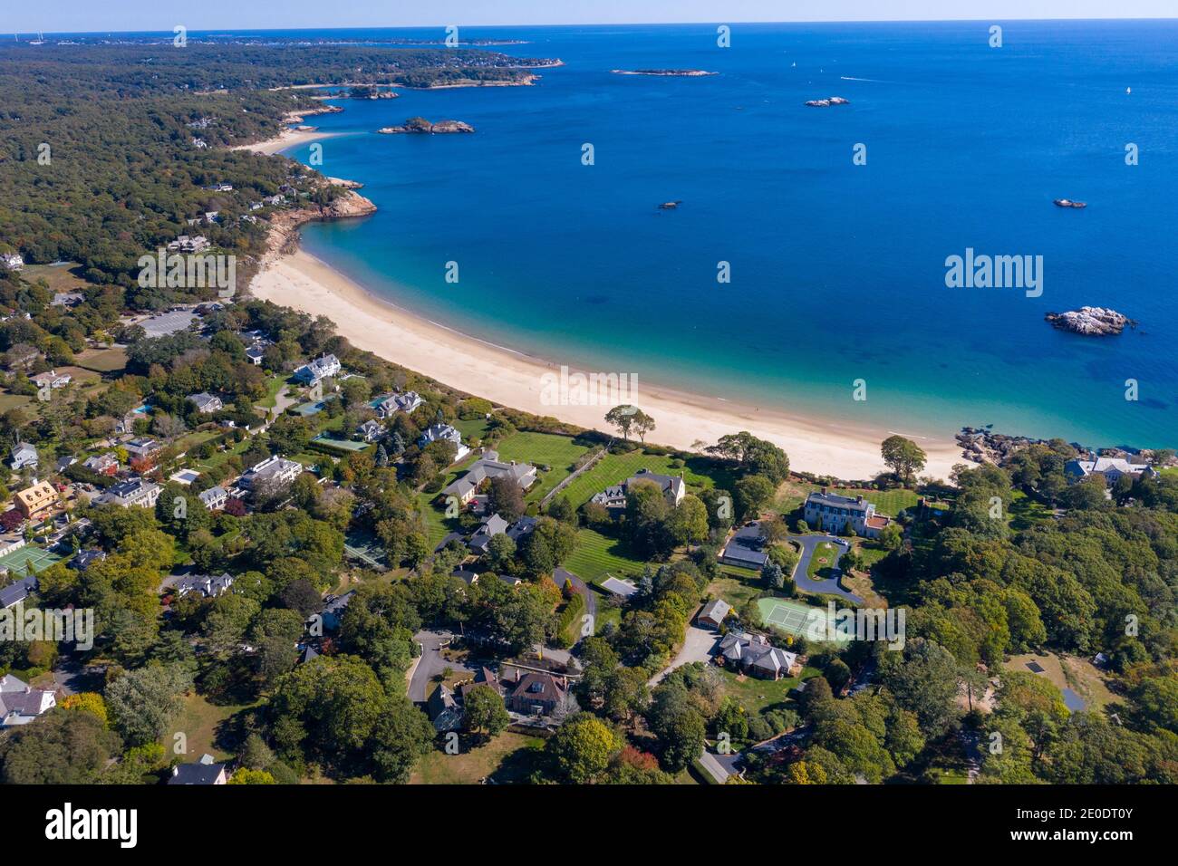 Aerial view of Singing Beach, Manchester by the Sea, Massachusetts, USA